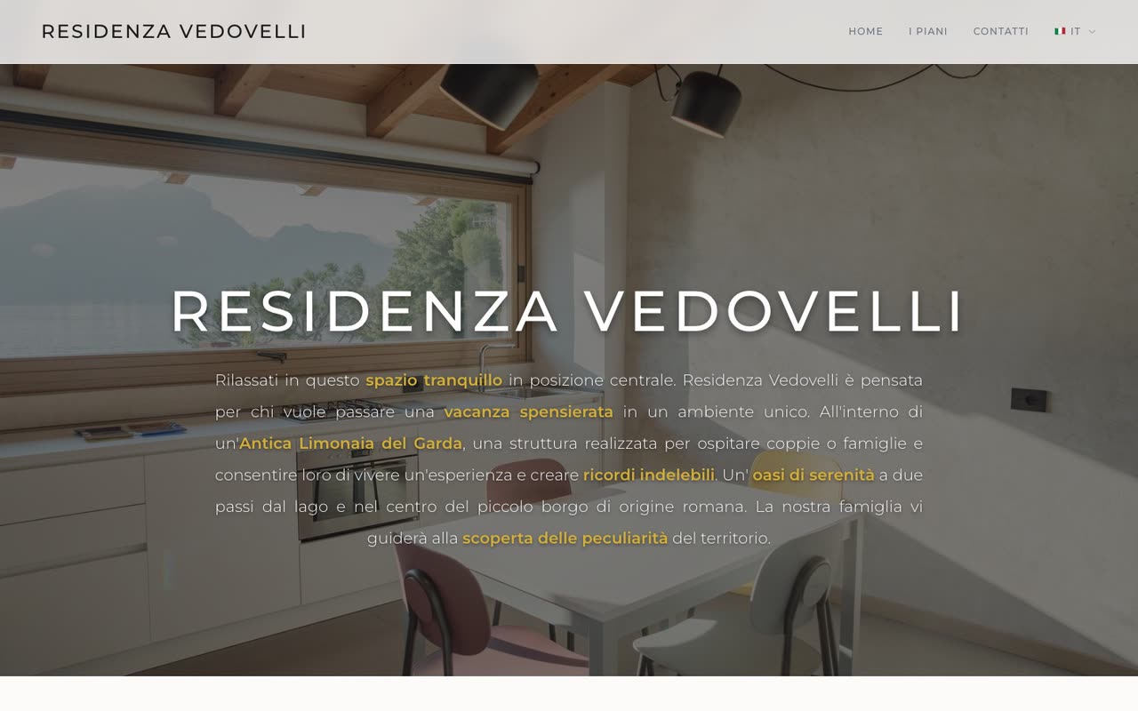 Homepage del sito realizzato per Residenza Vedovelli